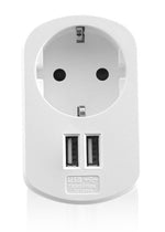 Cargador USB Ewent 2 puertos · 155w · enchufe shuko blanco