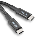 Cable USB 2.0 Tipo-C NGS KNOT/ USB Tipo-C Macho - USB Tipo-C Macho/ Hasta 100W/ 480Mbps/ 2m/ Negro