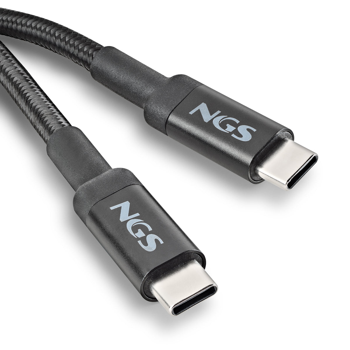Cable USB 2.0 Tipo-C NGS KNOT/ USB Tipo-C Macho - USB Tipo-C Macho/ Hasta 100W/ 480Mbps/ 2m/ Negro