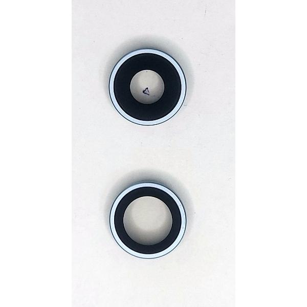 Set de 2 cristales de camara para iPhone 17 A3258 con marco azul claro calidad premium