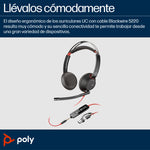 Auriculares Poly Blackwire 5220 USB-C + 3.5 mm + Adaptador USB-C/A/ con Micrófono/ Jack 3.5 - USB Tipo-C/ Bulk/ Negros