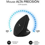 Ratón Vertical Inalámbrico por Bluetooth/ 2.4GHz Subblim Glide Vertical Ergo Dual Battery/ Batería Recargable/ Hasta 1600 DPI/ Negro - PixelPlaza