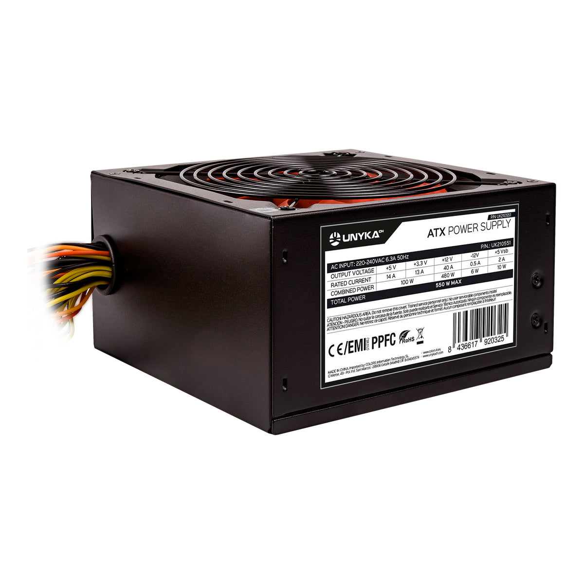 Fuente de alimentacion Unykach uk210551 gaming ATX 550w