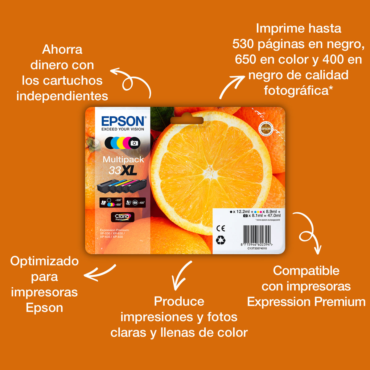 Multipack cartucho tinta Epson expression home 5 colores 33xl