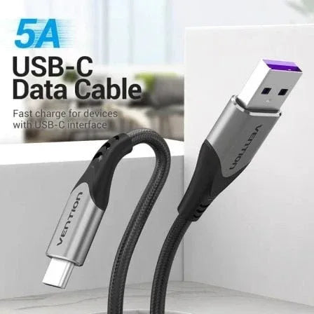 Cable USB 2.0 Tipo-C Vention COFHF/ USB Tipo-C Macho - USB Macho/ Hasta 100W/ 480Mbps/ 1m/ Gris - PixelPlaza