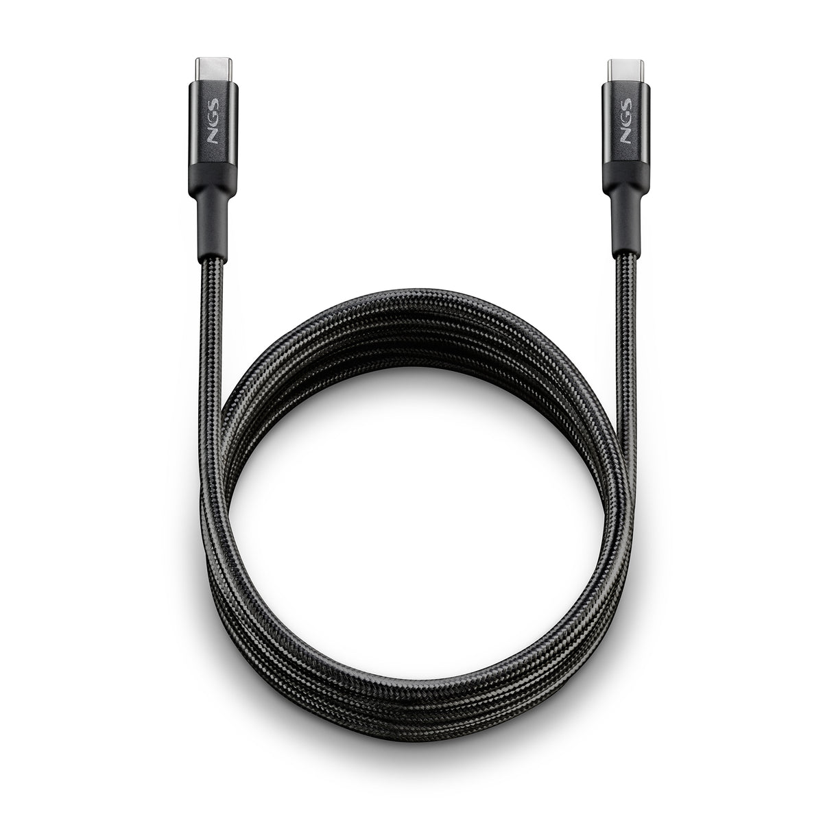Cable USB 2.0 Tipo-C NGS KNOT/ USB Tipo-C Macho - USB Tipo-C Macho/ Hasta 100W/ 480Mbps/ 2m/ Negro