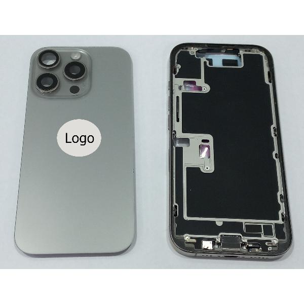 Set Tapa trasera o tapa bateria titanio iPhone 16 Pro con carcasa central y componentes Remanufacturada Grado A