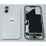 Set Tapa trasera o tapa bateria blanca iPhone 16 con carcasa central y componentes Remanufacturada Grado A