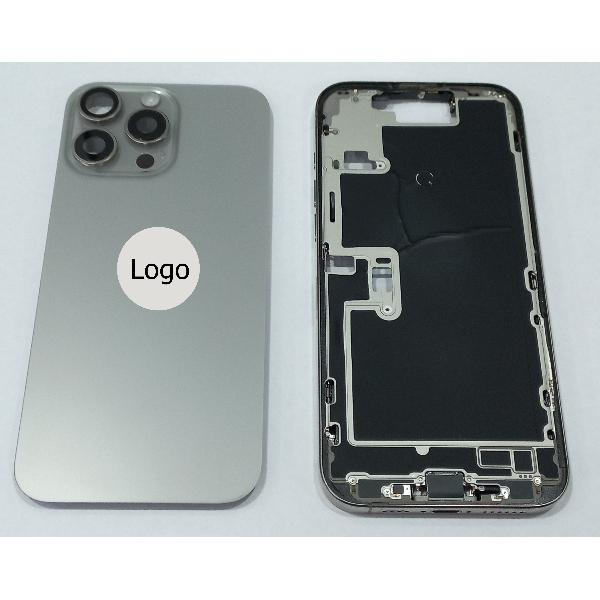 Set Tapa trasera o tapa bateria titanio iPhone 16 Pro Max con carcasa central y componentes Remanufacturada Grado A