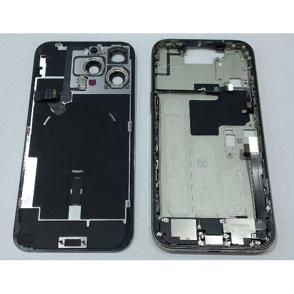 Set Tapa trasera o tapa bateria titanio iPhone 16 Pro Max con carcasa central y componentes Remanufacturada Grado A