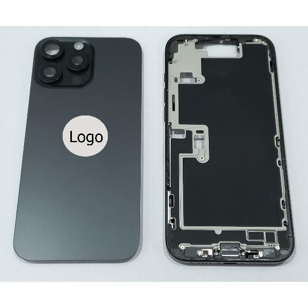 Set Tapa trasera o tapa bateria negra iPhone 16 Pro Max con carcasa central y componentes Remanufacturada Grado A