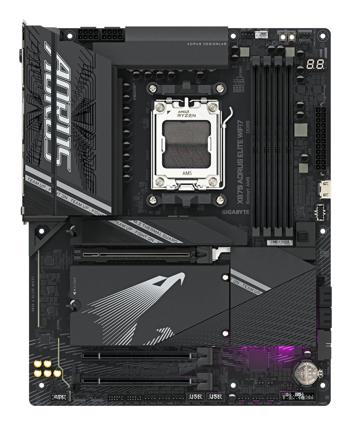 Placa base Gigabyte x870 aorus elite wifi7 am5 ATX · 4x DDR5