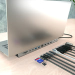 Docking USB Tipo-C Aisens ASUC-13P042-GR/ 2xUSB Tipo-C/ 1xUSB Tipo-C PD/ 2xUSB/ 2xHDMI/ 1xDisplayPort/ 1xLector de Tarje