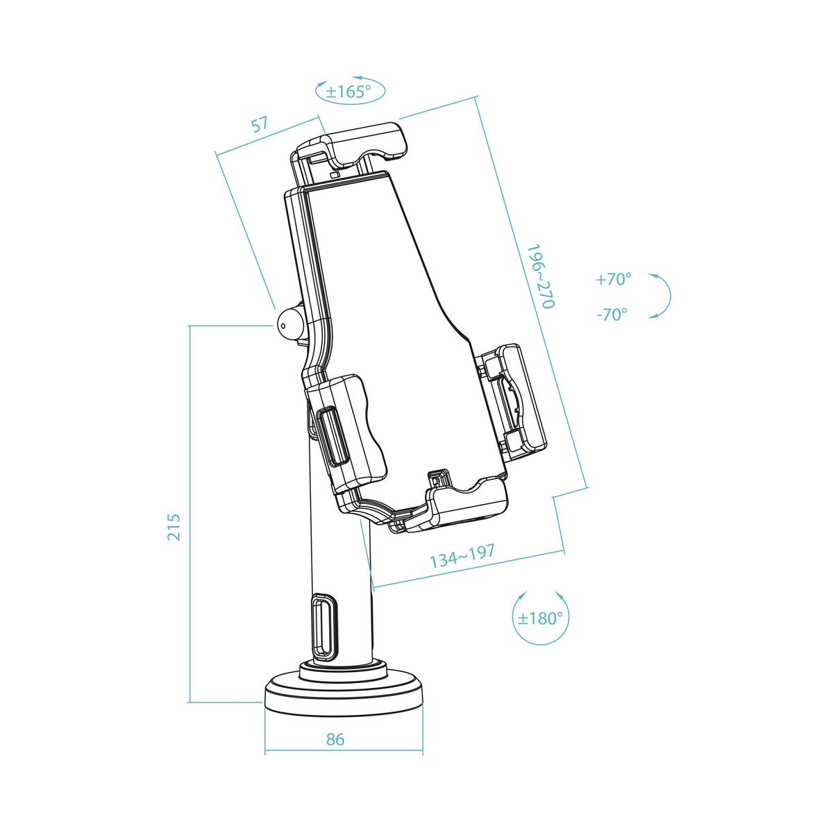 Soporte sobremesa - pared Tooq para tablet con antirrobo