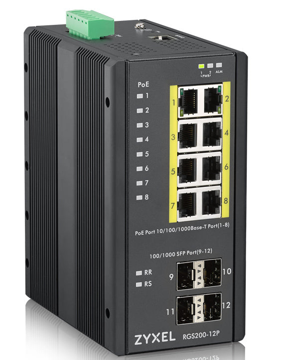 Switch 12 puertos industrial zyxel rgs200 - 12p - zz0101f