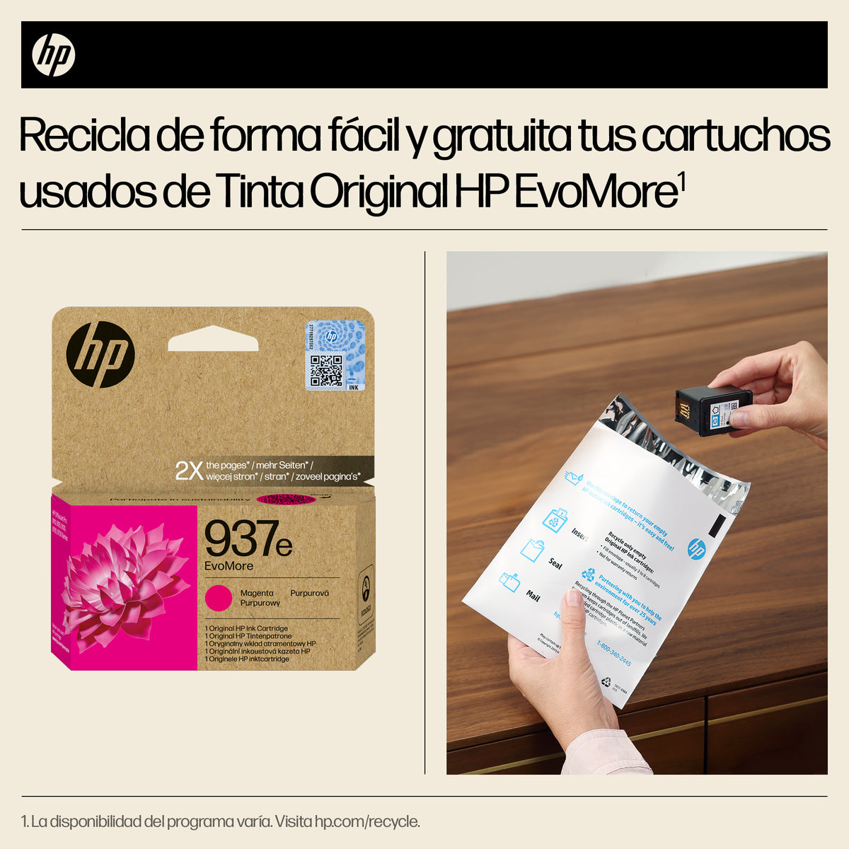 Cartucho tinta HP 937e magenta officejet