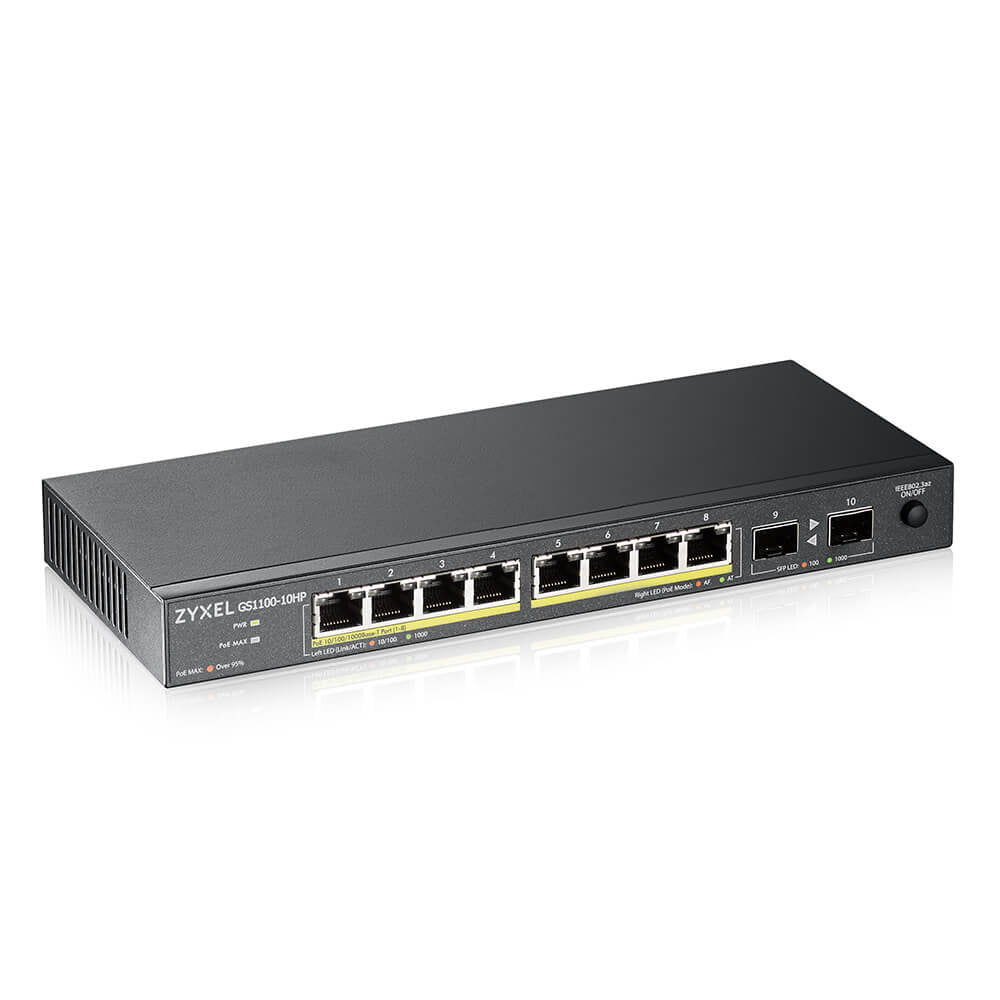 Switch 10 puertos zyxel gs1100 - 10hp - eu0102f