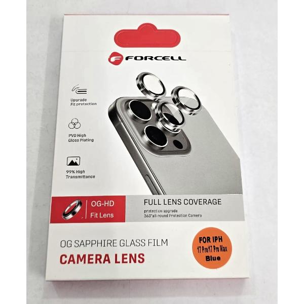 Cristales de camara mas cubiertas azules para iPhone 17 Pro A3256 iPhone 17 Pro Max A3257 Forcell premium