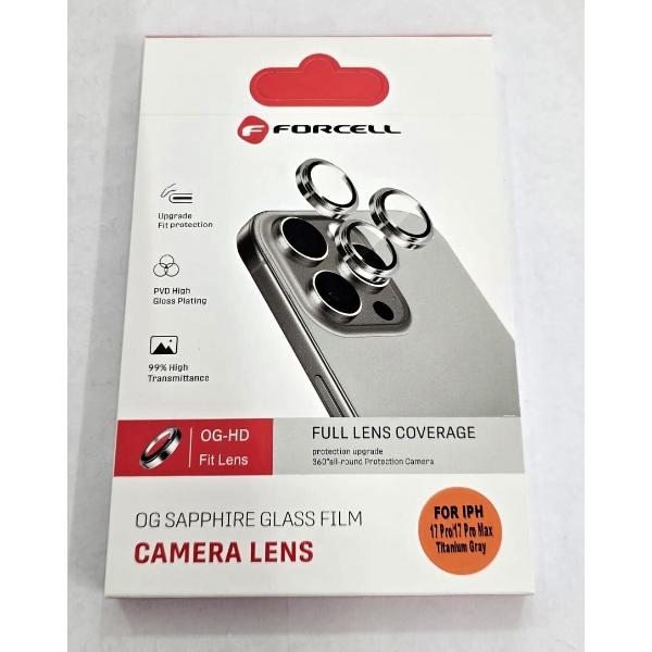 Cristales de camara mas cubiertas gris para iPhone 17 Pro A3256 iPhone 17 Pro Max A3257 Forcell premium