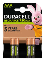 Pack de 4 Pilas AAA Duracell HR3-B/ 1.2V/ Recargables
