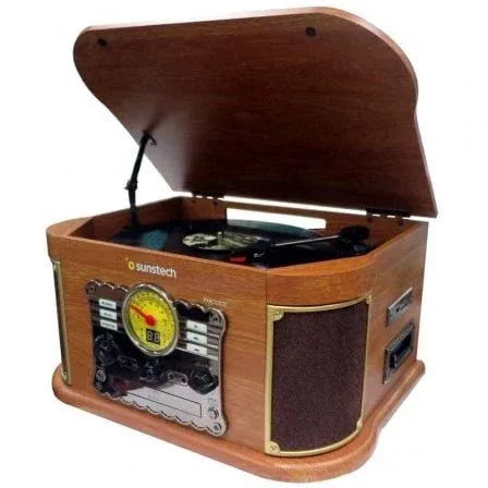 Tocadiscos Sunstech PXRC52CD/ Bluetooth/ Radio FM/ Cassette/ Conversor a MP3 - PixelPlaza