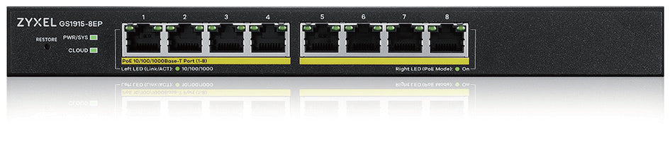 Switch 8 puertos zyxel gs1915 - 8ep gigabit