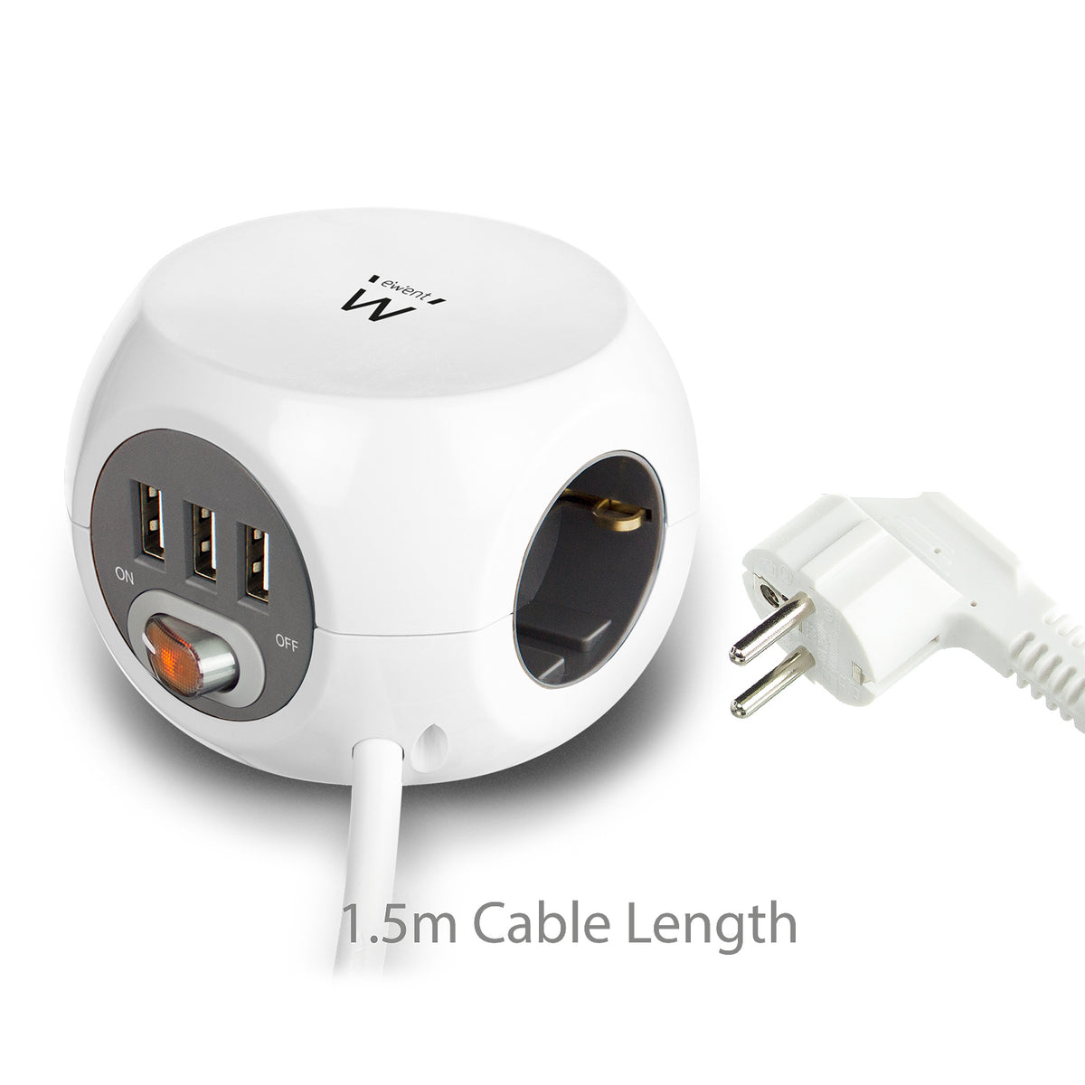 Regleta cubica Ewent ew3939 3 tomas shucko · 3 puertos USB · 1.5m