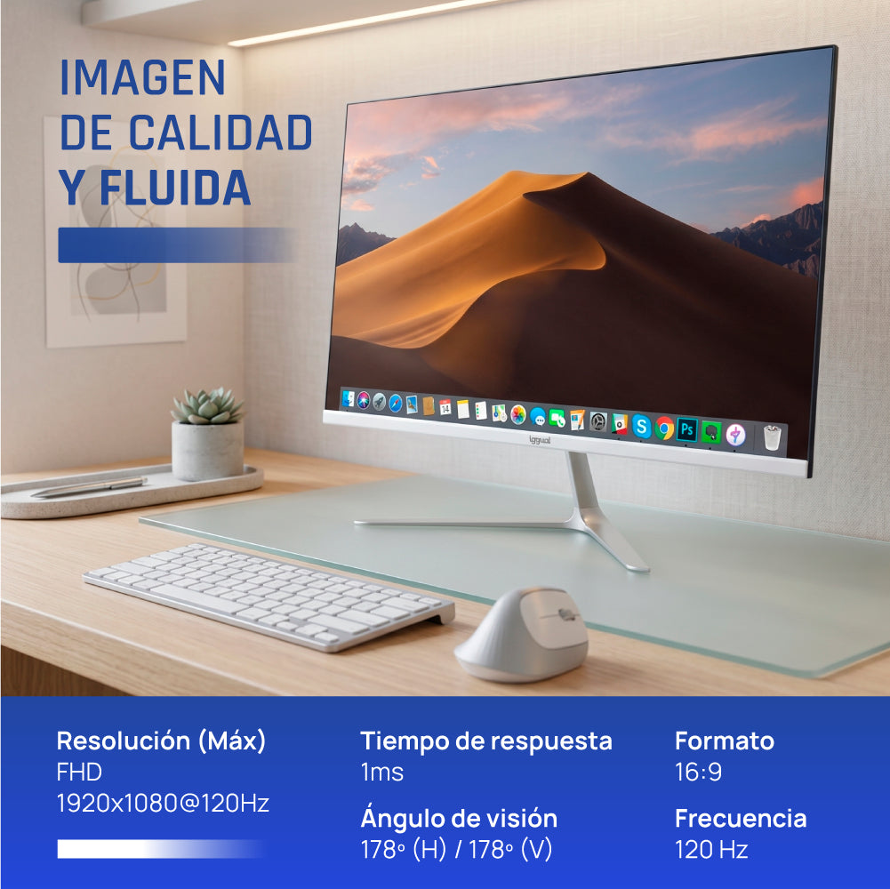 Iggual Monitor 24 IPS 1ms FHD 120Hz MM blanco