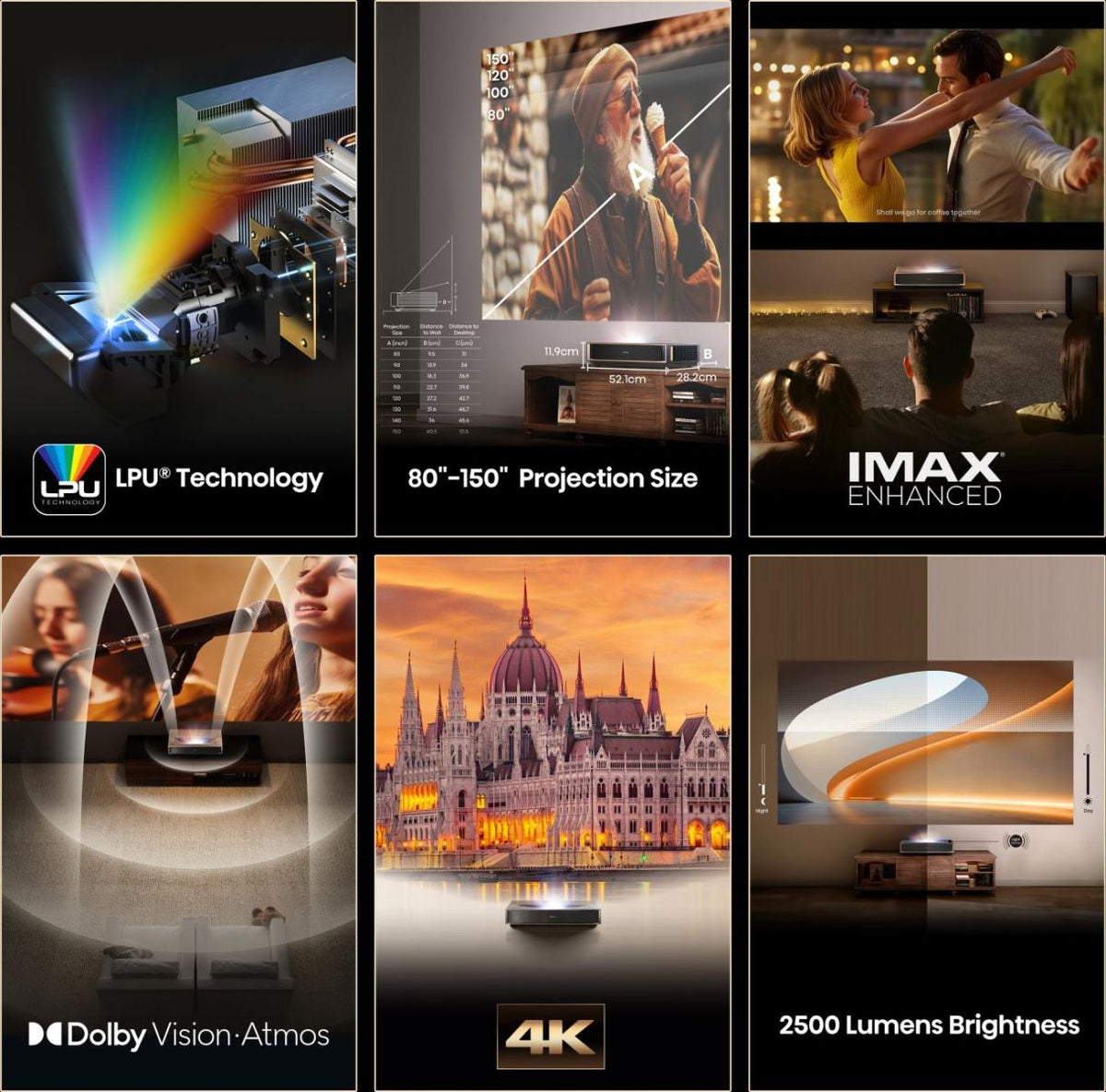 Proyector Hisense PT1 TriChroma 4K Smart Láser UHD Tiro Ultracorto