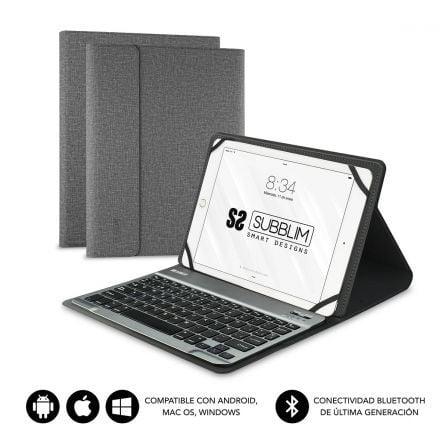 Funda con Teclado Subblim Keytab Pro Bluetooth para Tablets de 10.1"-10.8"/ Gris - PixelPlaza