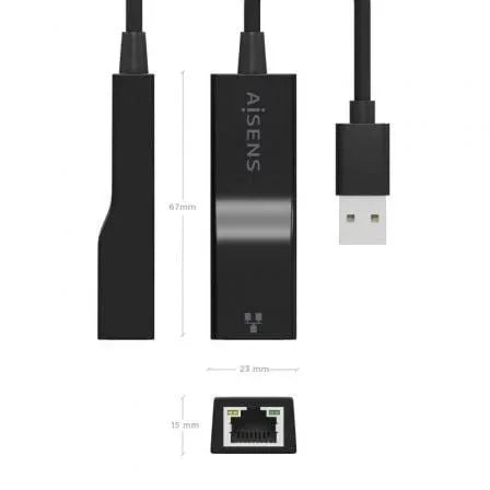 Adaptador USB 3.0 - RJ45 Aisens A106-0766/ 1000Mbps - PixelPlaza