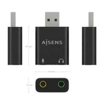 Tarjeta de Sonido Aisens A106-0768/ USB Macho - 2x Jack 3.5 Hembra - PixelPlaza