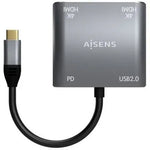 Conversor USB Tipo-C Aisens A109-0625/ 2x HDMI 4K SST MST Hembra - USB Tipo-C Macho - USB Hembra - USB Tipo-C Hembra - PixelPlaza