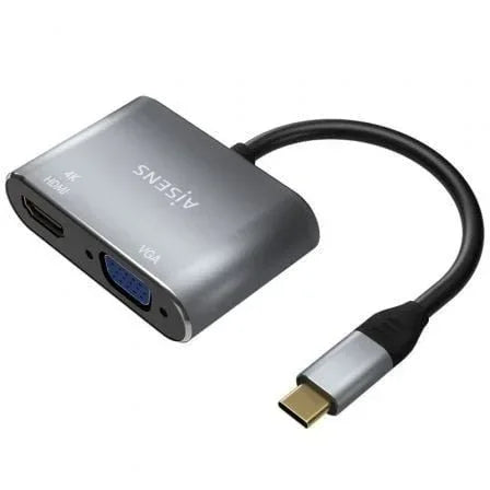 Conversor Aisens A109-0627/ HDMI Hembra - VGA Hembra - USB Tipo-C Macho/ 15cm/ Gris - PixelPlaza