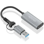 Conversor HDMI Aisens A109-0913/ USB + USB Tipo-C 3.1 Macho - HDMI Macho/ 15cm/ Gris - PixelPlaza