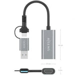 Conversor HDMI Aisens A109-0913/ USB + USB Tipo-C 3.1 Macho - HDMI Macho/ 15cm/ Gris - PixelPlaza