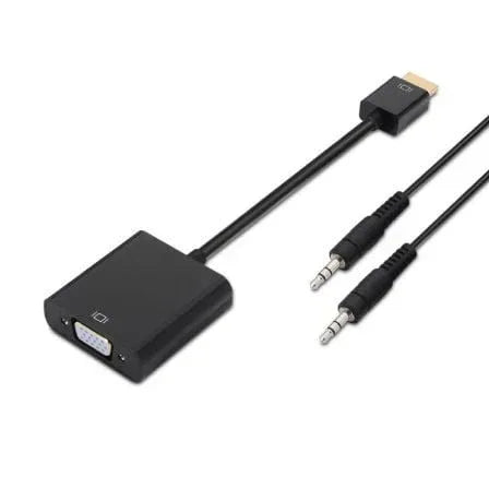 Conversor Aisens A122-0126/ HDMI Macho - VGA Hembra/ Jack 3.5 Hembra/ 10cm/ Negro - PixelPlaza