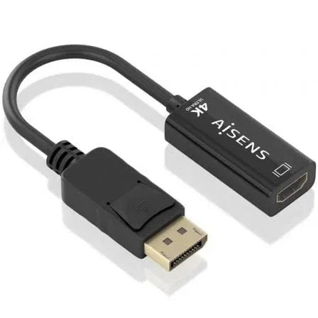 Cable Conversor Aisens A125-0905/ DisplayPort Macho - HDMI Hembra/ 15cm/ Negro - PixelPlaza