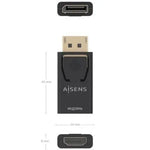 Conversor Aisens A125-0949/ DisplayPort Macho - HDMI Hembra/ Negro - PixelPlaza