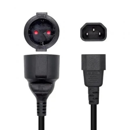 Adaptador Alimentación Aisens A132-0467/ C14 Macho - CEE7 Hembra/ 25cm/ Negro - PixelPlaza