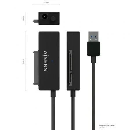 Adaptador para Discos Duros 2.5"/3.5" Aisens ASE-35A01B/ USB 3.0 - SATA/ con Alimentador - PixelPlaza