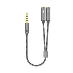 Cable Estéreo Aisens A128-0415/ Jack 3.5 Macho - 2x Jack 3.5 Hembra/ 25cm/ Gris - PixelPlaza