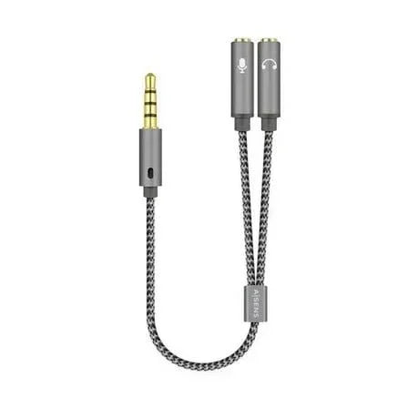 Cable Estéreo Aisens A128-0415/ Jack 3.5 Macho - 2x Jack 3.5 Hembra/ 25cm/ Gris - PixelPlaza
