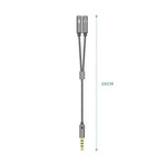 Cable Estéreo Aisens A128-0415/ Jack 3.5 Macho - 2x Jack 3.5 Hembra/ 25cm/ Gris - PixelPlaza