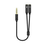Cable Estéreo Aisens A128-0416/ Jack 3.5 Macho - 2x Jack 3.5 Hembra/ 25cm/ Negro - PixelPlaza
