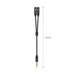 Cable Estéreo Aisens A128-0416/ Jack 3.5 Macho - 2x Jack 3.5 Hembra/ 25cm/ Negro - PixelPlaza
