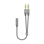 Cable Estéreo Aisens A128-0417/ Jack 3.5 Hembra - 2x Jack 3.5 Macho/ 25cm/ Gris - PixelPlaza