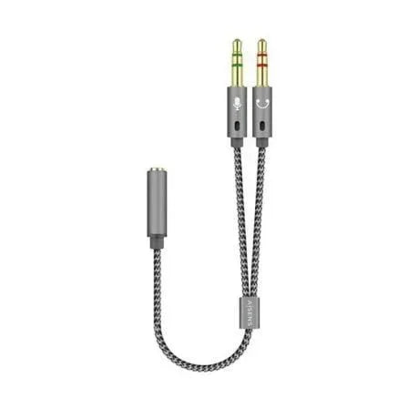 Cable Estéreo Aisens A128-0417/ Jack 3.5 Hembra - 2x Jack 3.5 Macho/ 25cm/ Gris - PixelPlaza