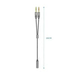 Cable Estéreo Aisens A128-0417/ Jack 3.5 Hembra - 2x Jack 3.5 Macho/ 25cm/ Gris - PixelPlaza