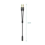 Cable Estéreo Aisens A128-0418/ Jack 3.5 Hembra - 2x Jack 3.5 Macho/ 25cm/ Negro - PixelPlaza